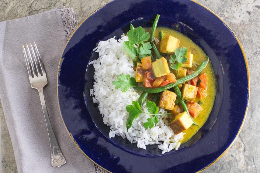 low FODMAP Thai curry with tofu & green beans