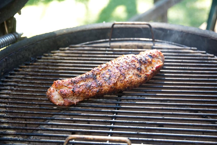 quick grilled pork tenderloin on the grill, cooking