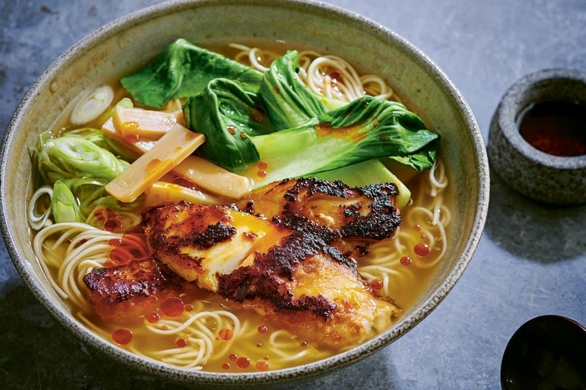 miso cod ramen in bowl