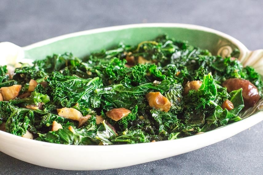 Garlicky Low FODMAP Sautéed Kale with Chestnuts FODMAP Everyday