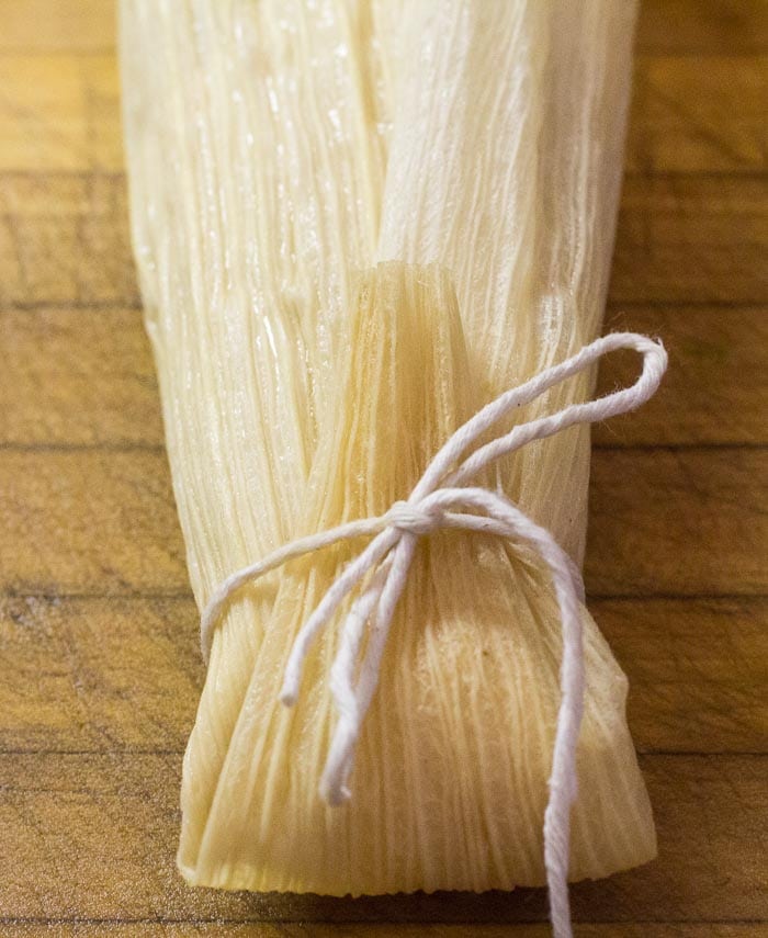 Tamale tied with piece of cornhusk