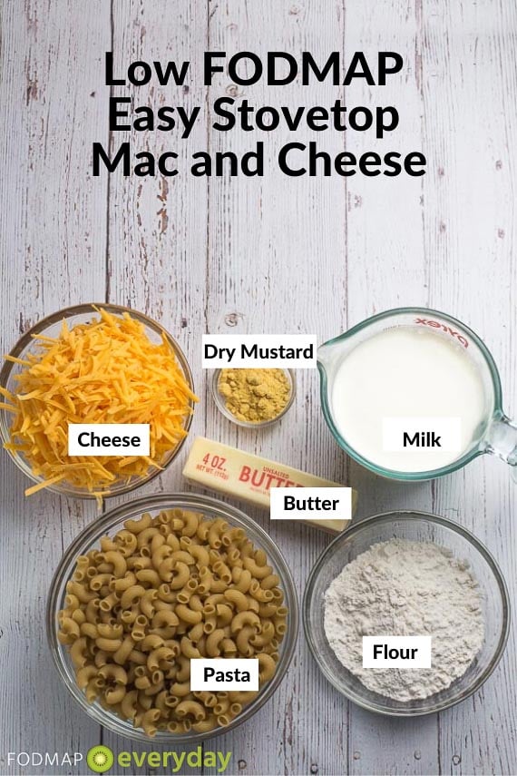 Ingredients of easy stovetop mac and cheese