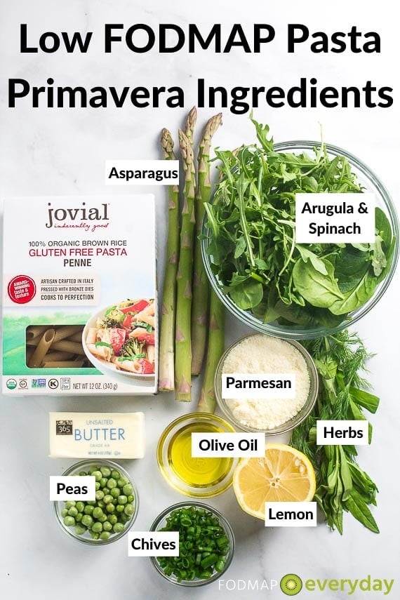 Ingredients for Low FODMAP Pasta Primavera