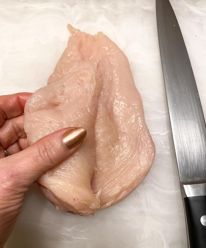 splitting chicken breast horizontally