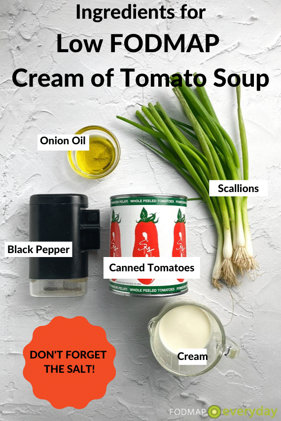 low FODMAP cream of tomato soup ingredients