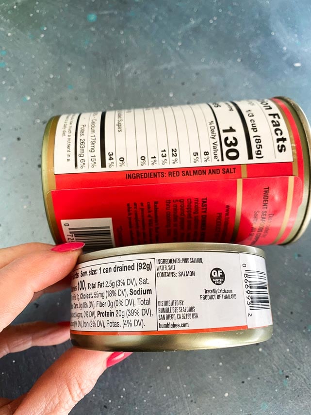 comparing ingredients for canned salmon