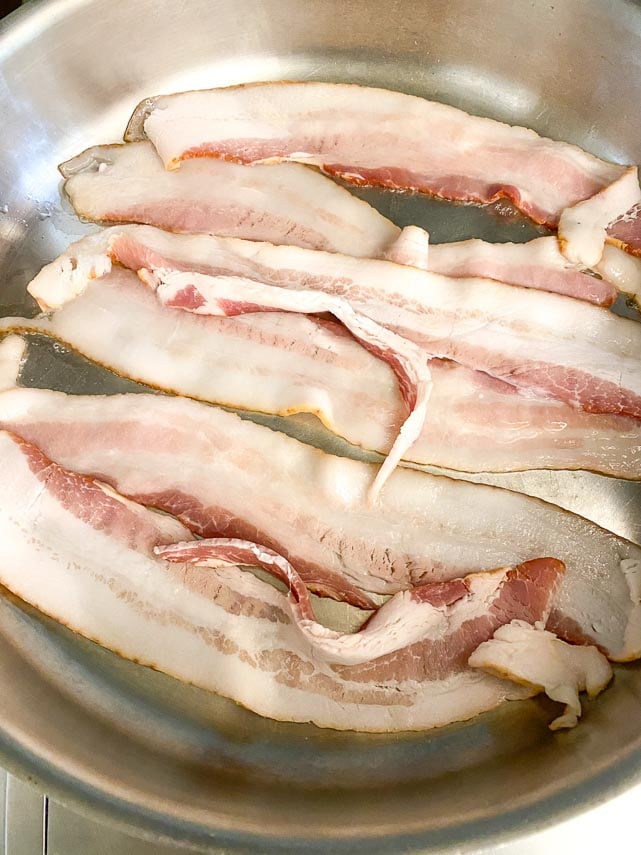 cooking bacon for Hot Potato Salad