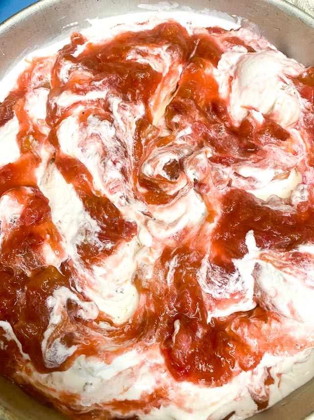 creating rhubarb ripple in ice cream base