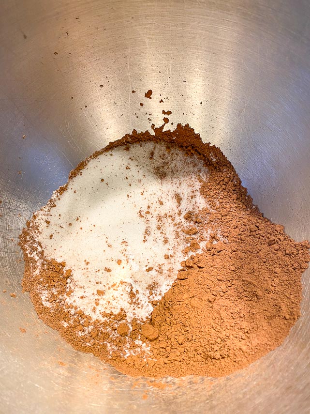dry mixture for Chocolate Baked Doughnuts in bowl