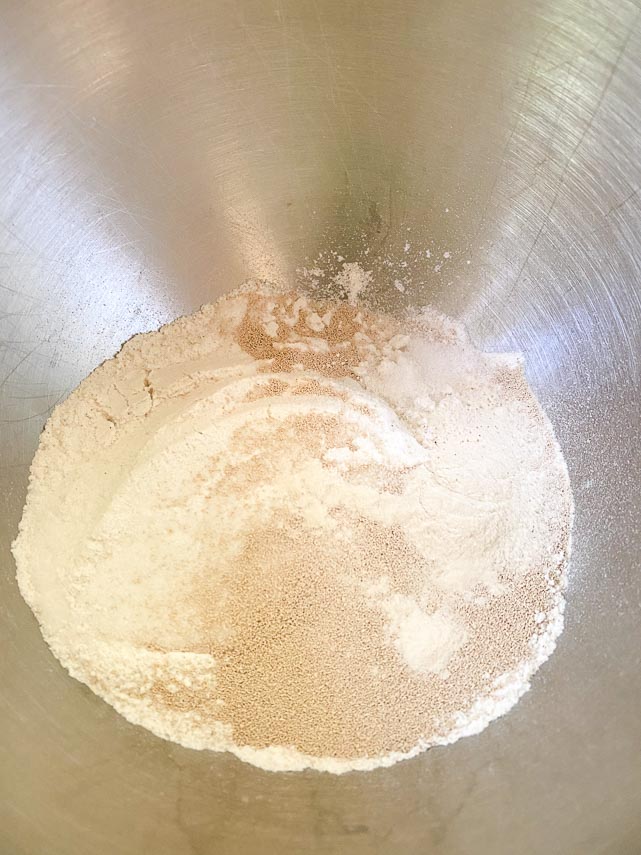 dry mixture in mixer bowl