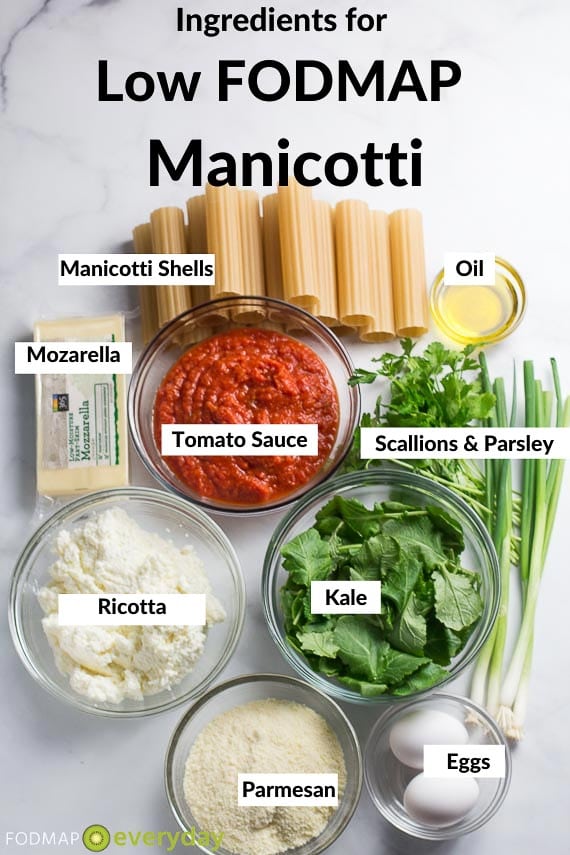 Ingredients for Low FODMAP Manicotti