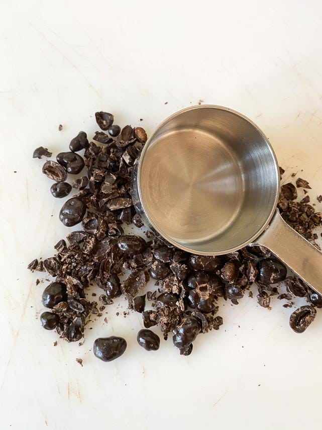 crushing chocolate espresso beans