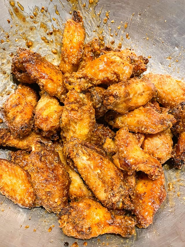 tossing wings with reduced marinade