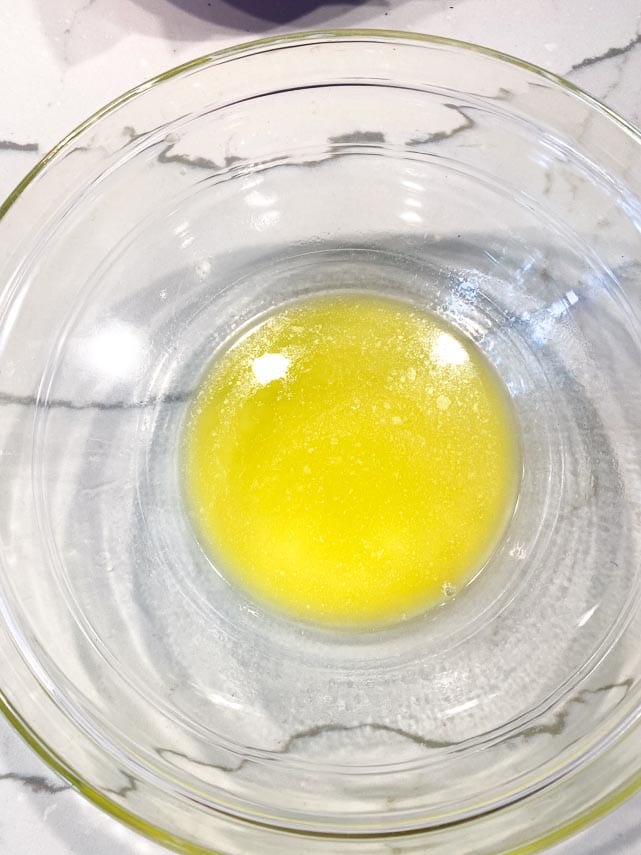 melted butter in glass bowl