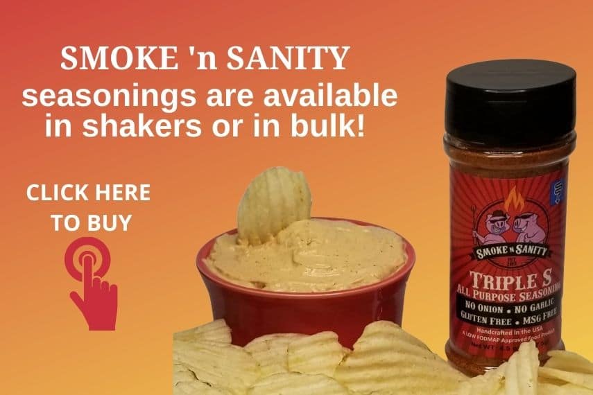 Potato chips and dip with Smoke n Sanity Triple S seasoning