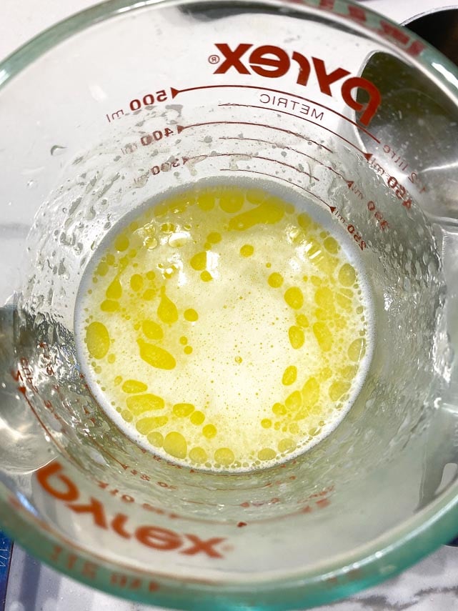 melted butter in measuring cup