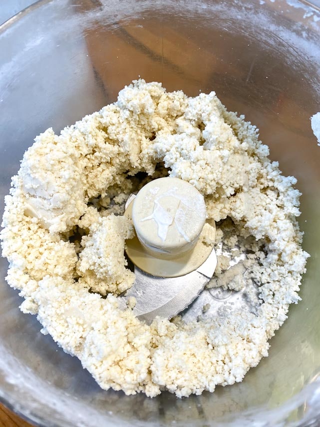 cream cheese dough being made in food processor