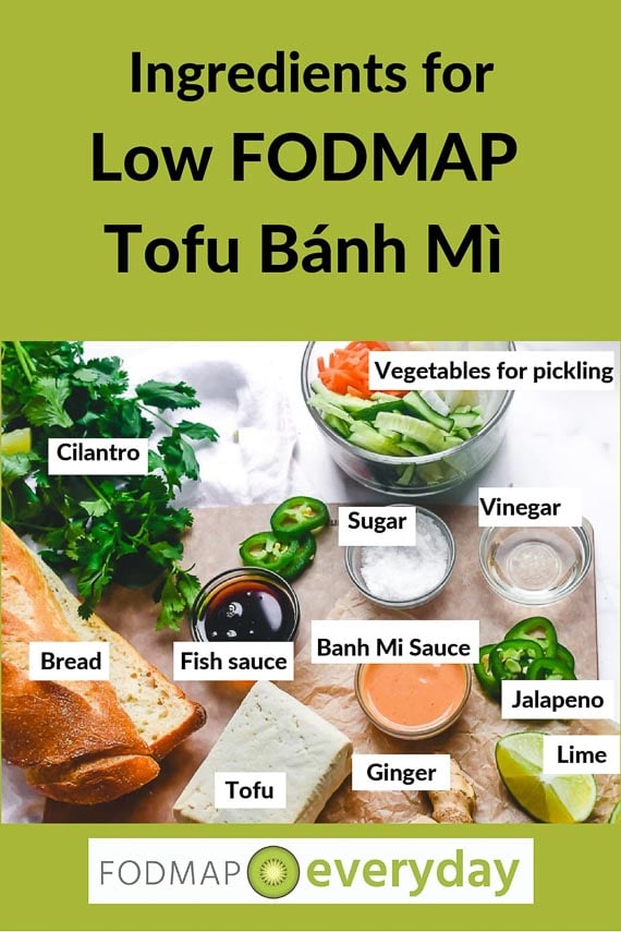 Low FODMAP Tofu Banh mi ingredients