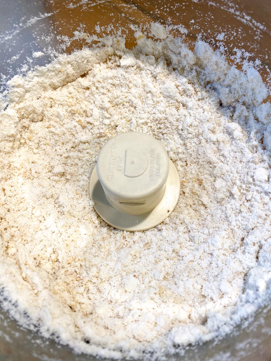 almonds ground fine with flour in food processor