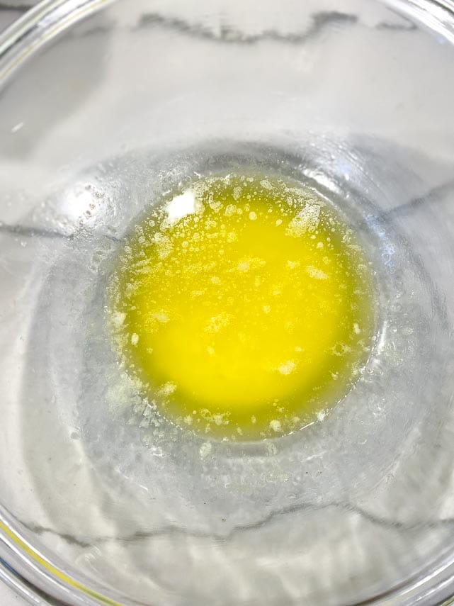 melted butter in glass bowl