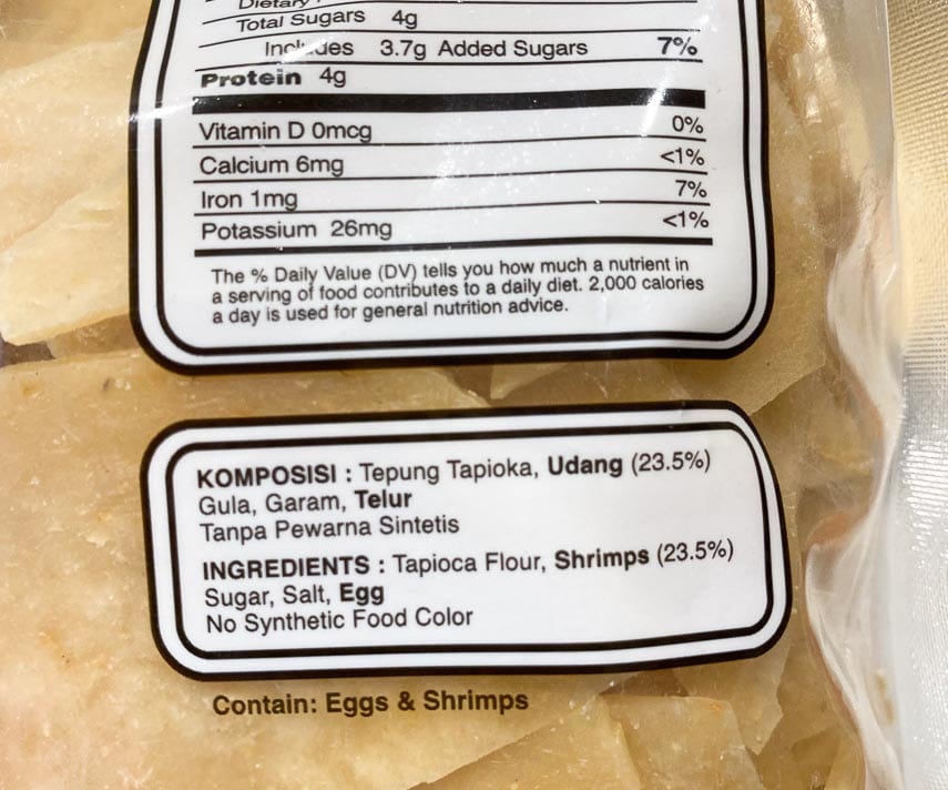 shrimp cracker ingredient label