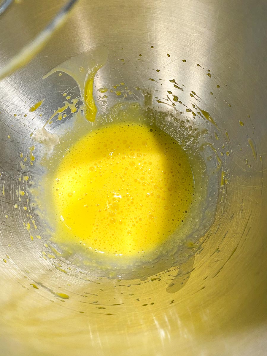 egg yolks beaten in bowl