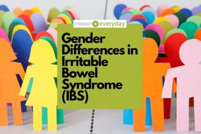 on one side multi colored cut outs of women and on the other multi colored cut outs of men. Gender Differences in Irritable Bowel Syndrome feature image