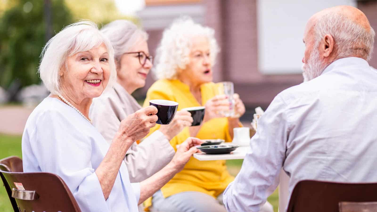 seniors eating together. oneinchpunch via 123rf