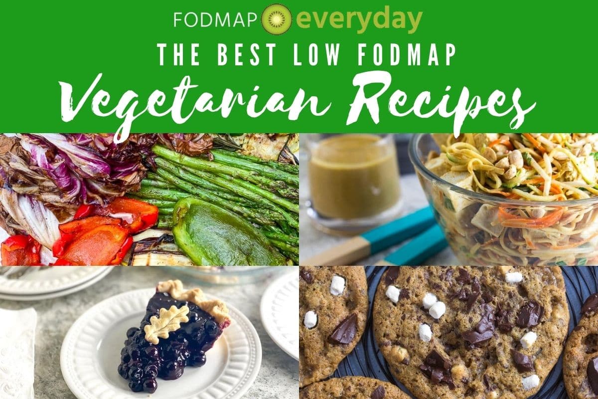 Feature image for The Best Low FODMAP Vegetarian Recipes - a grid of 4 vegetarian recipes
