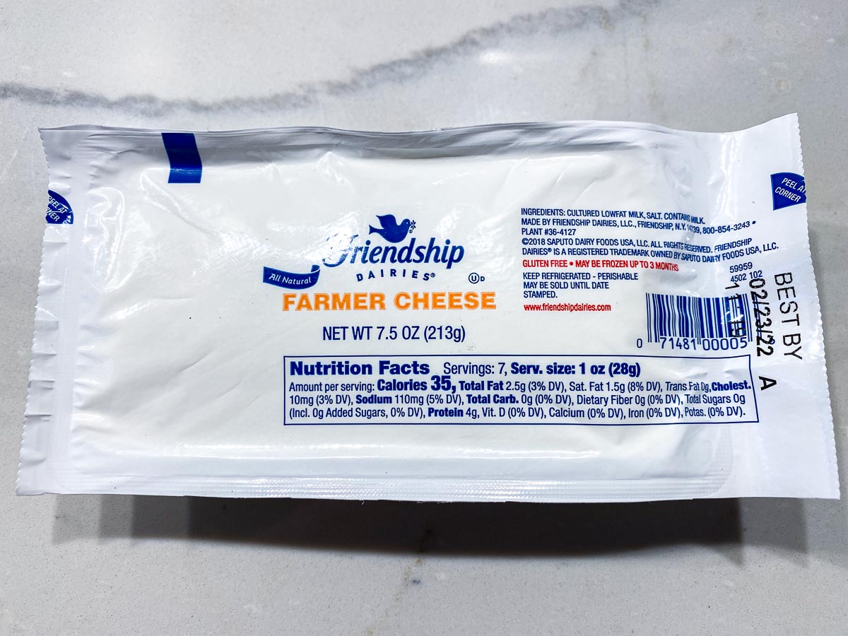 Friendship brand farmer cheese package showing label