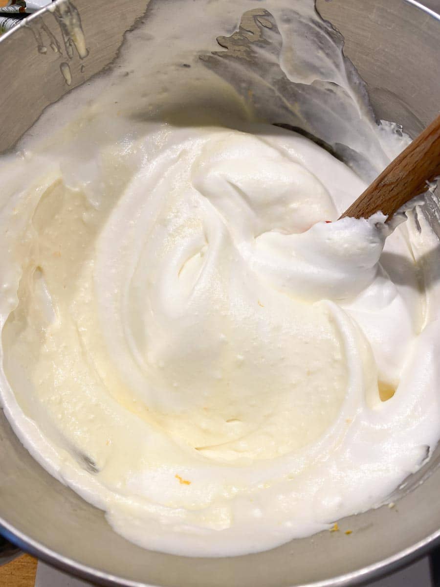 lightening cheese cake batter with egg whites using silicone spatula