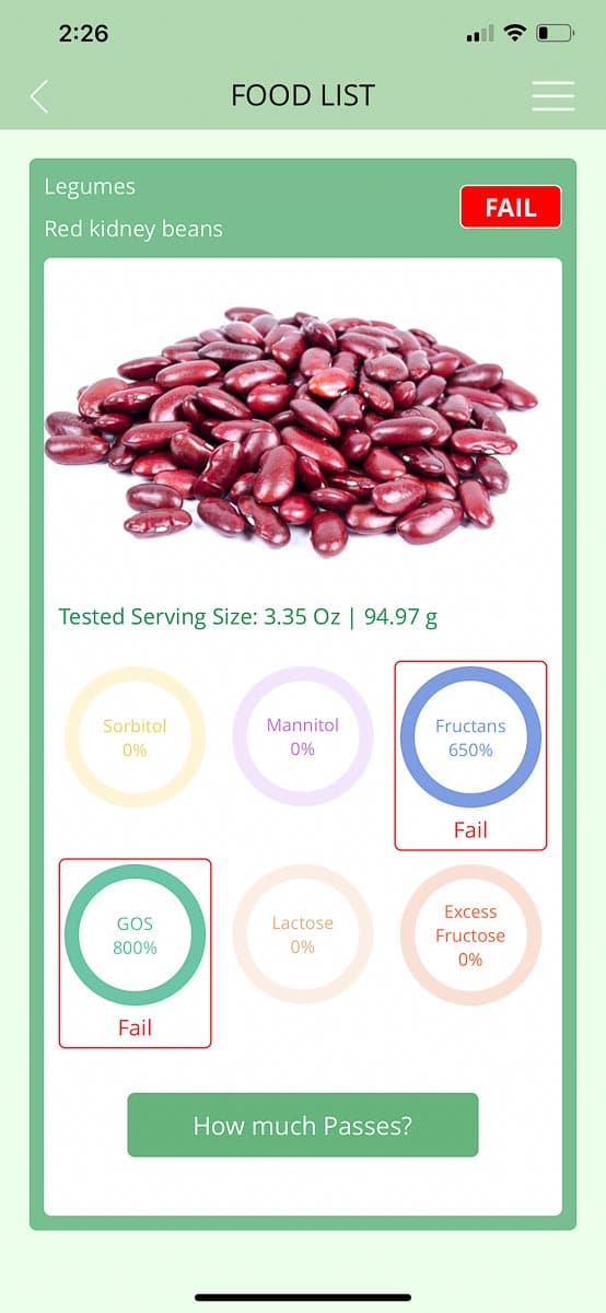 FODMAP Friendly kidney beans on app