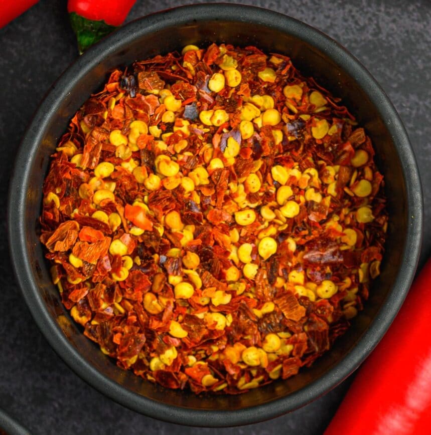 closeup red pepper flakes