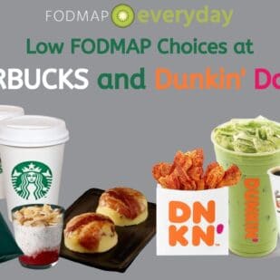 feature image for Low FODMAP choices at Starbucks and Dunkin' Donuts