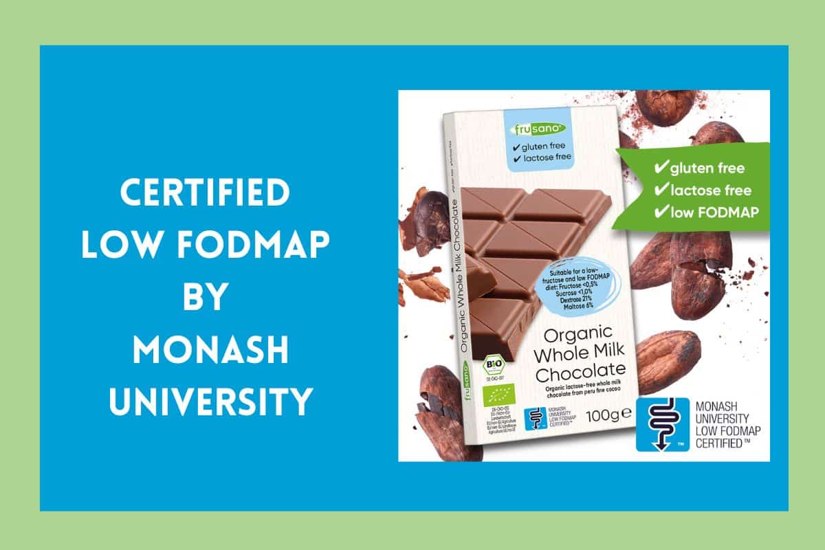 Certified by Monash - Frusano Organic Whole Milk Chocolate 