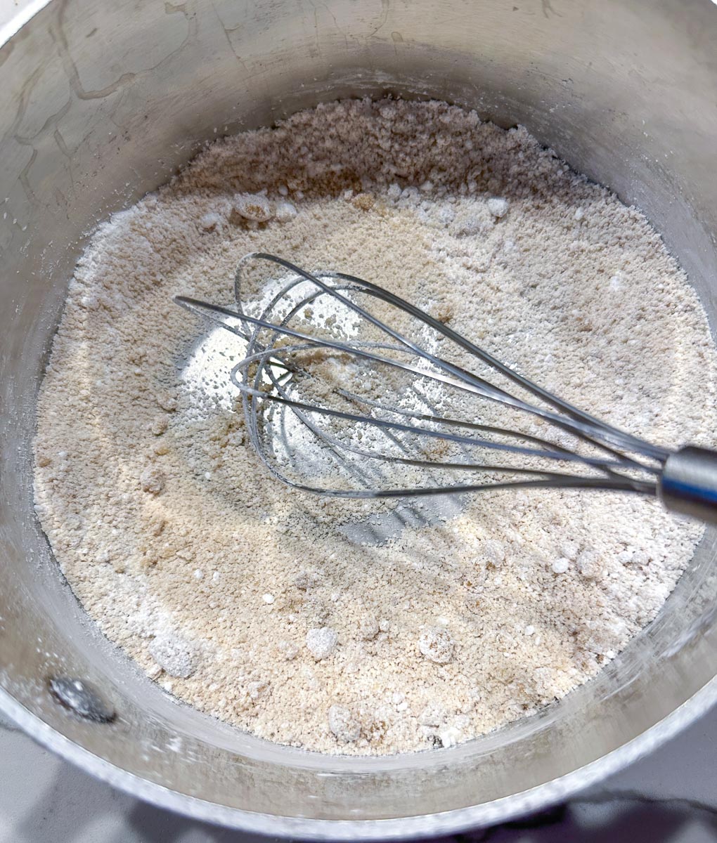 dry ingredients whisked together in pot