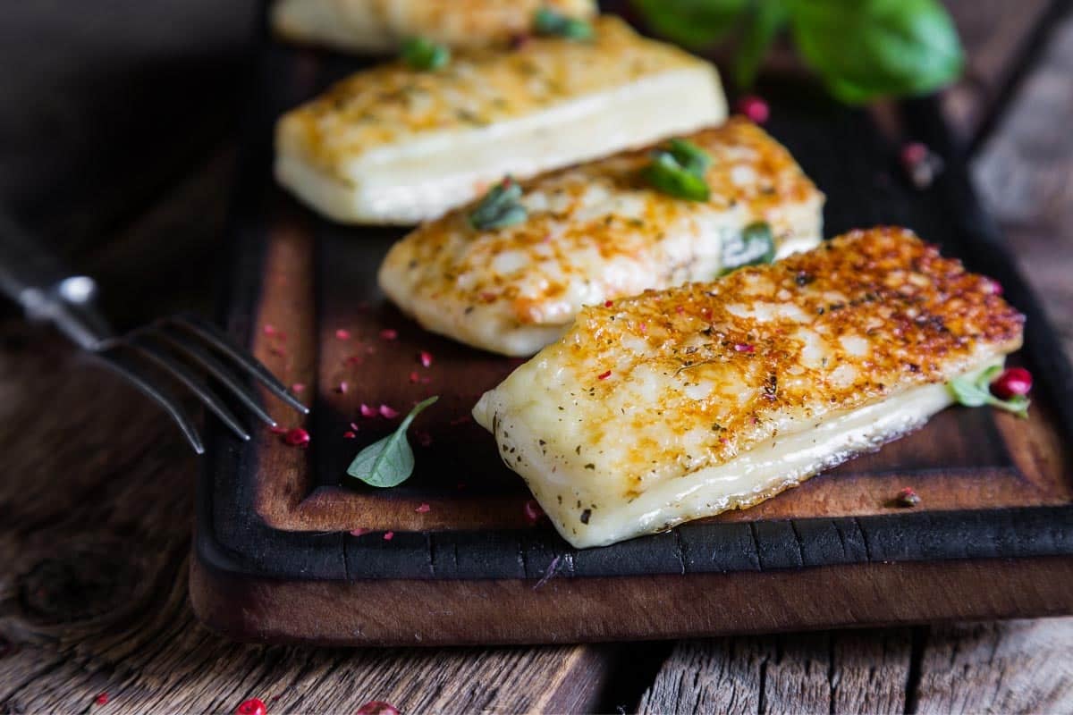 Halloumi, griilled, on board