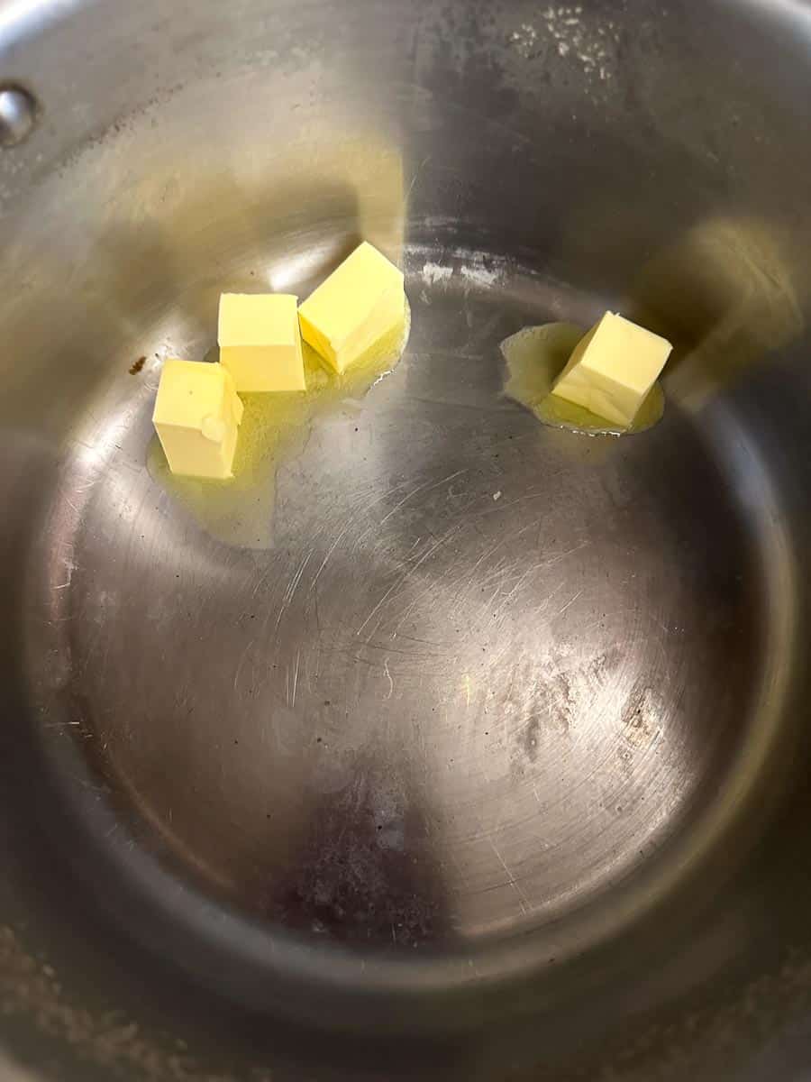 melting Irish Butter in pot for Colcannon
