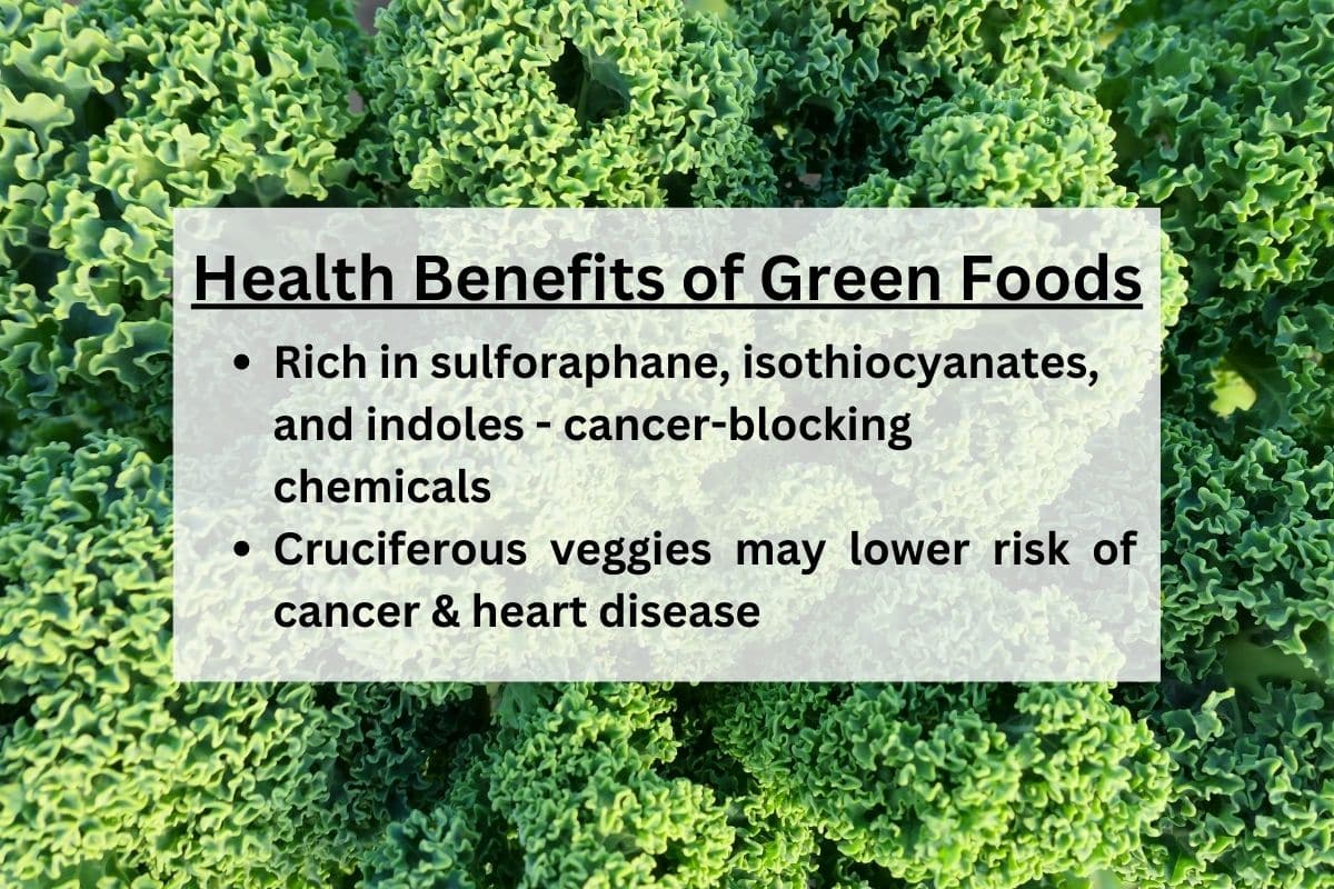 Health benefits of green foods graphic