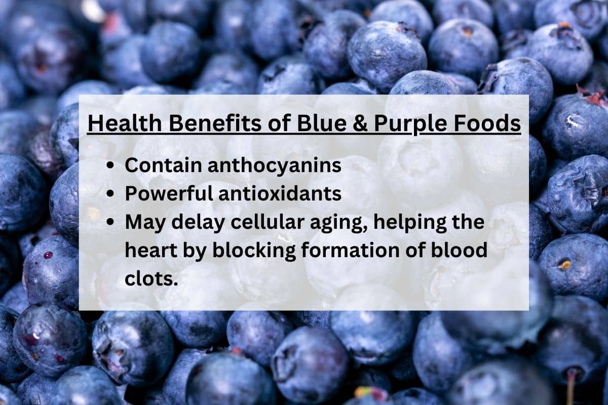 Health benefits of blue and purple foods graphic