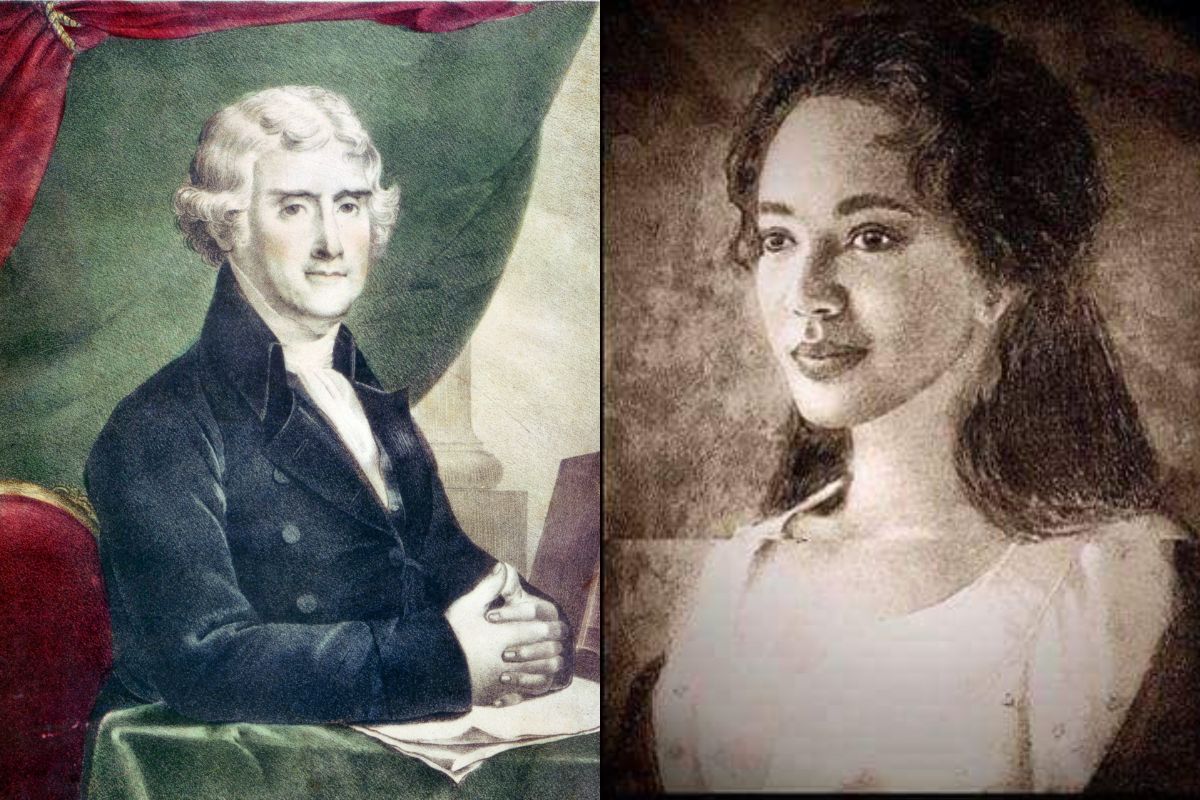 Thomas Jefferson &  Drawing of Sally Hemings based on physical description. Photo credit; Canva. 