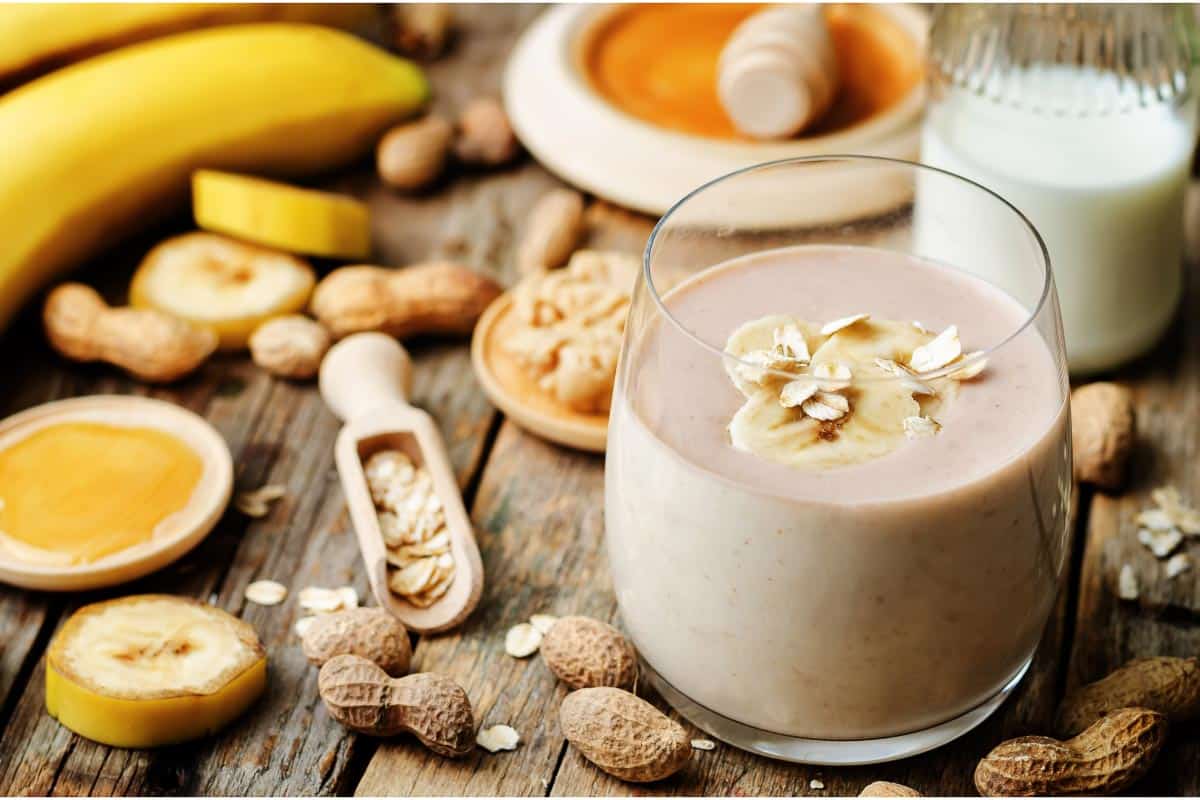 Peanut butter banana smoothie.