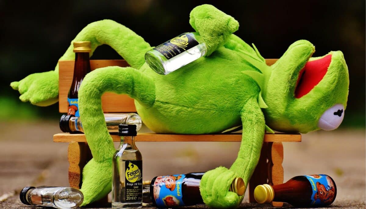 Kermit with booze