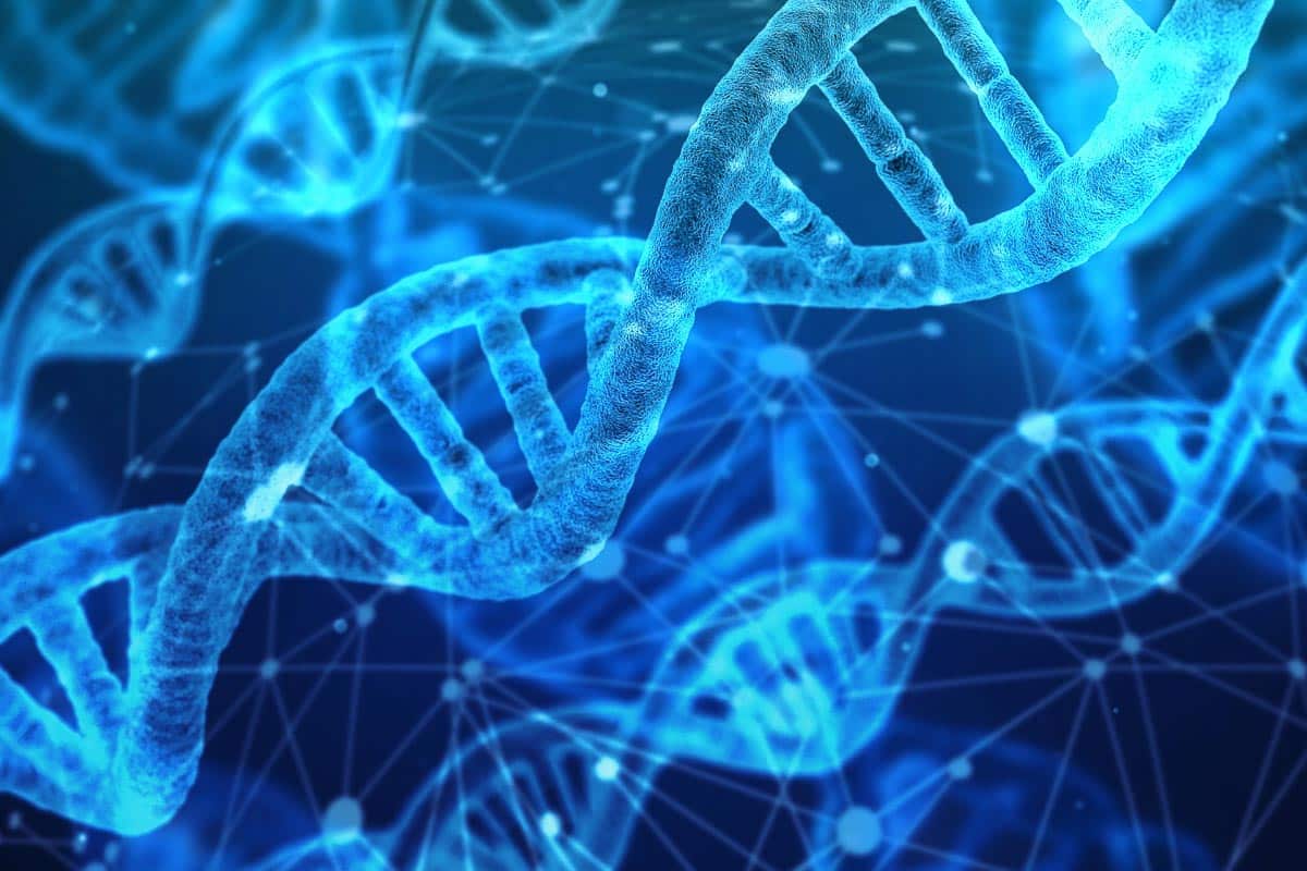 blue DNA strands.