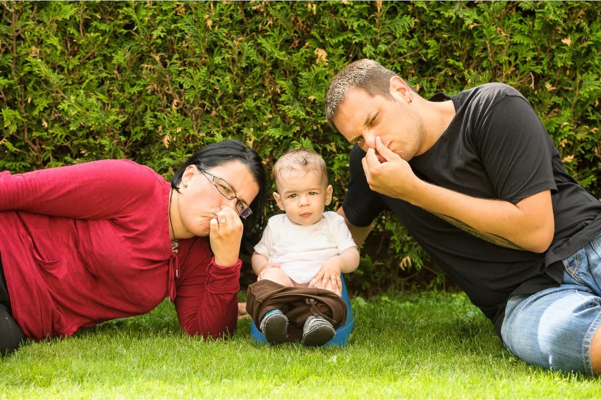 family in garden.