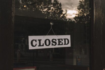 closed sign in window.