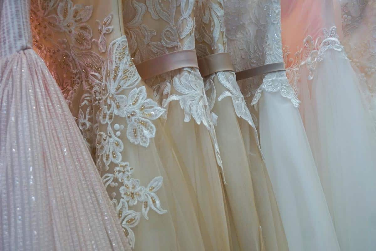 gowns hanging together