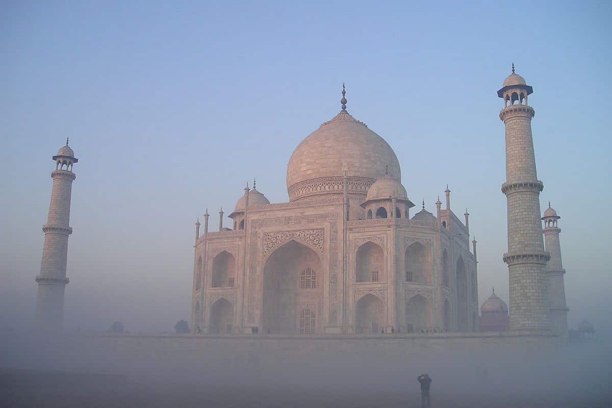 Taj Mahal in heatwave.