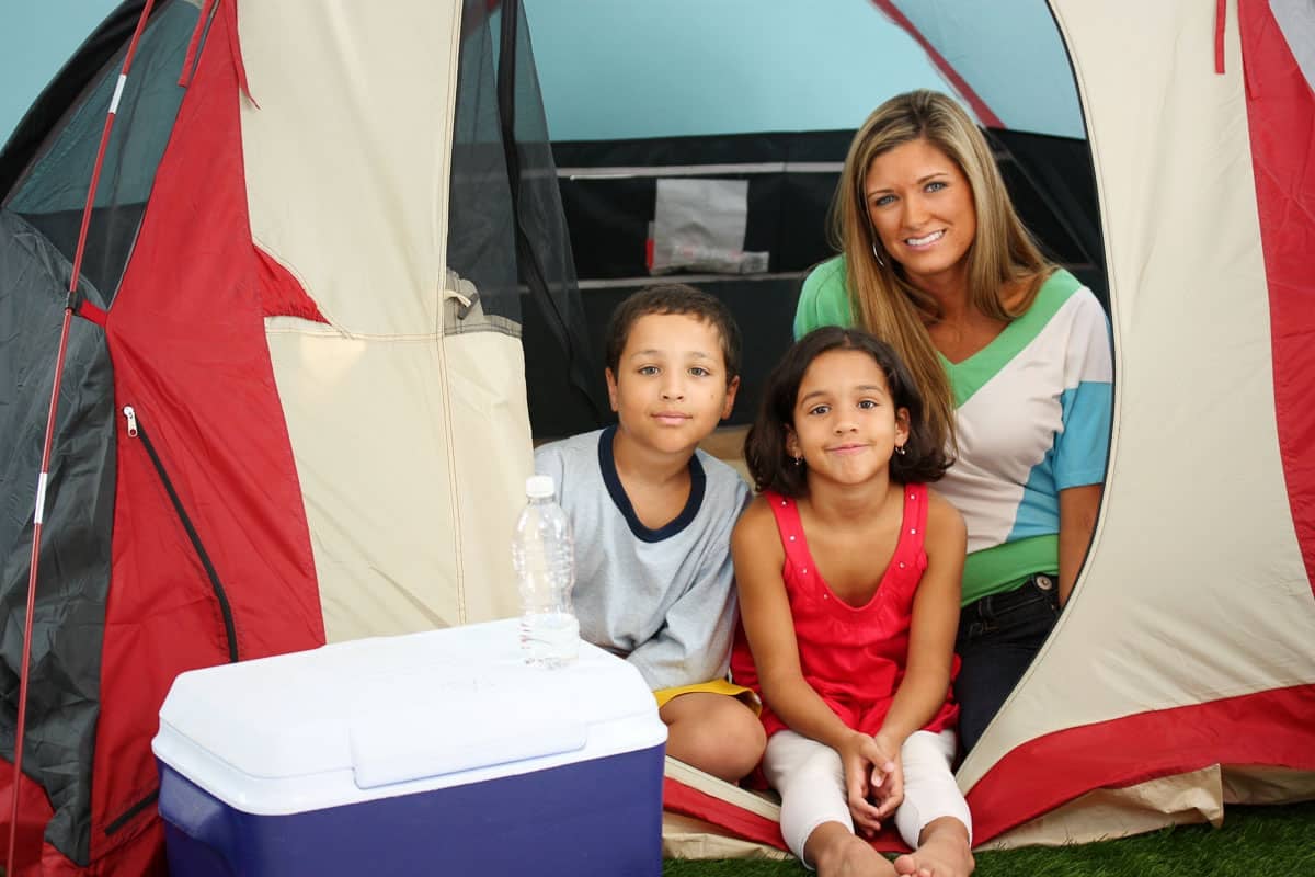 family in tent.