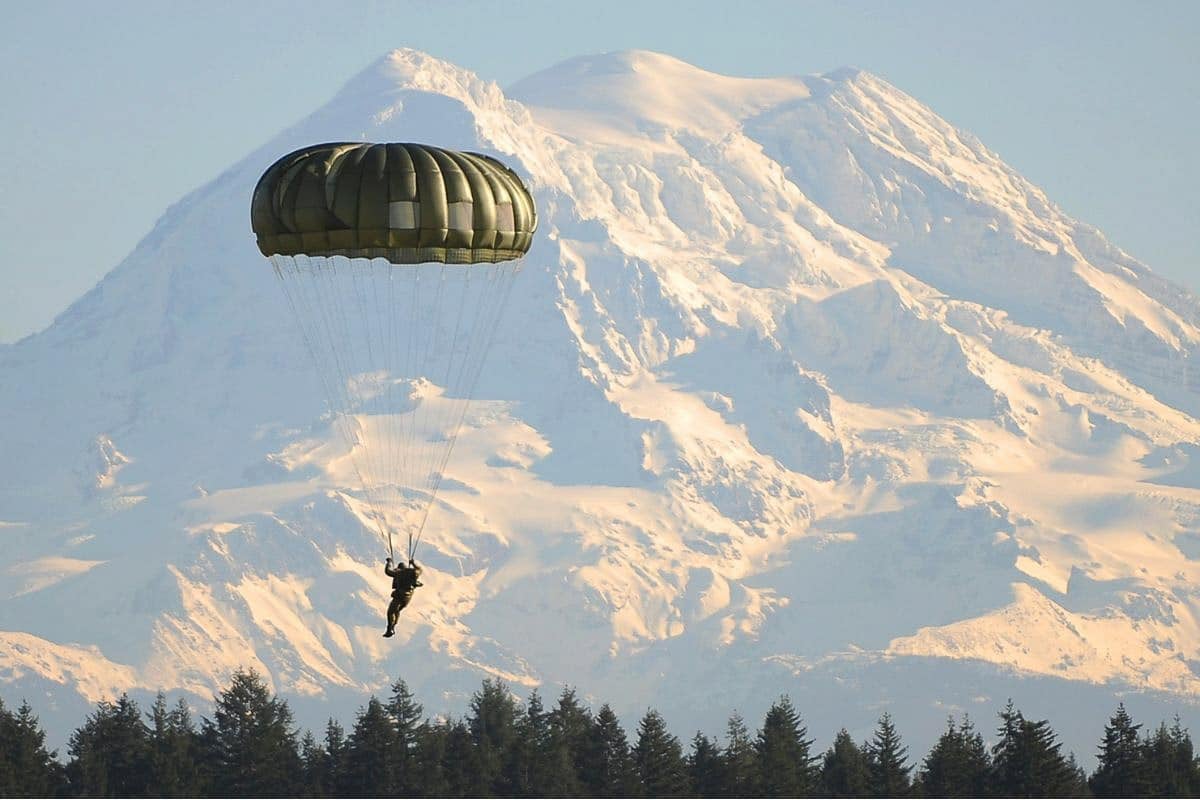 person parachuting.